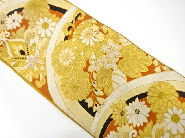 JAPANESE KIMONO / ANTIQUE FUKURO OBI / SILK / WOVEN CHINESE FLOWER